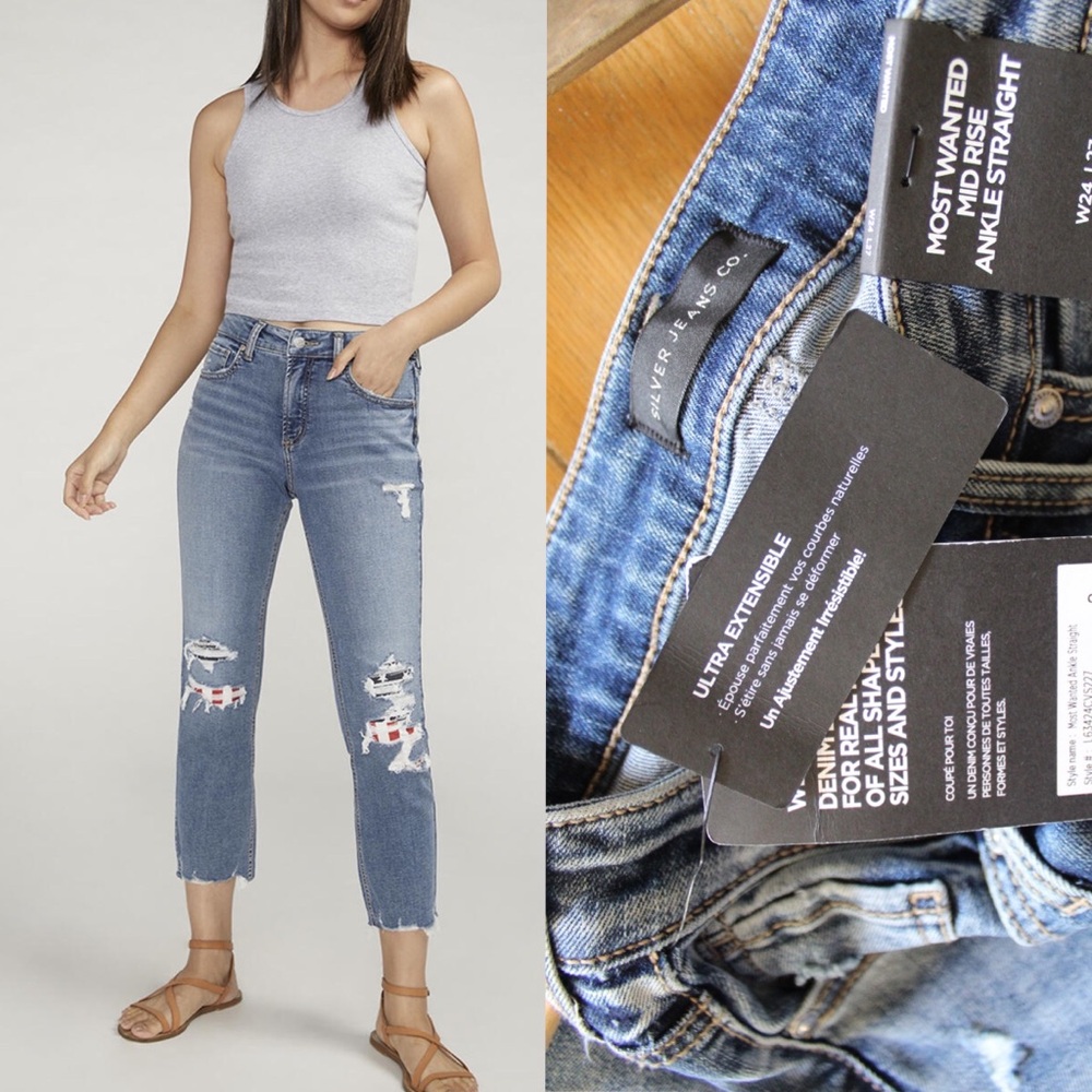 Silver Jeans Co. Most Wanted Mid Rise Straight Leg Americana Jeans NWT 24 00